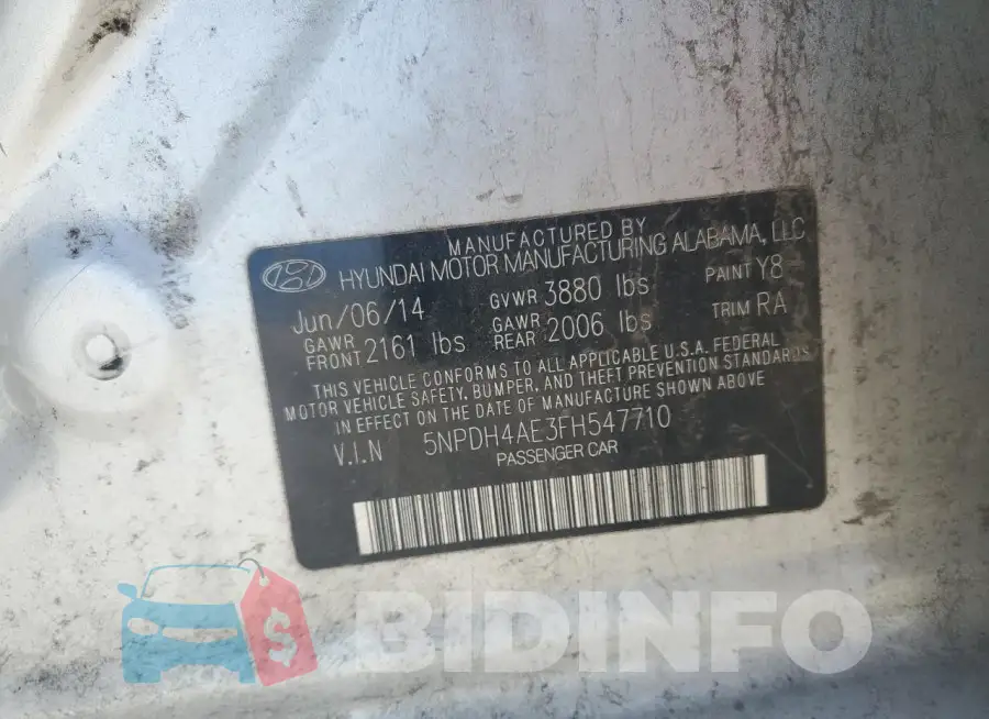 5NPDH4AE3FH547710 Photo# 12