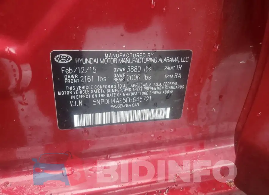 5NPDH4AE5FH645721 Photo# 13