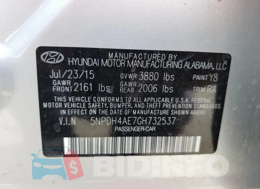 5NPDH4AE7GH732537 Photo# 12