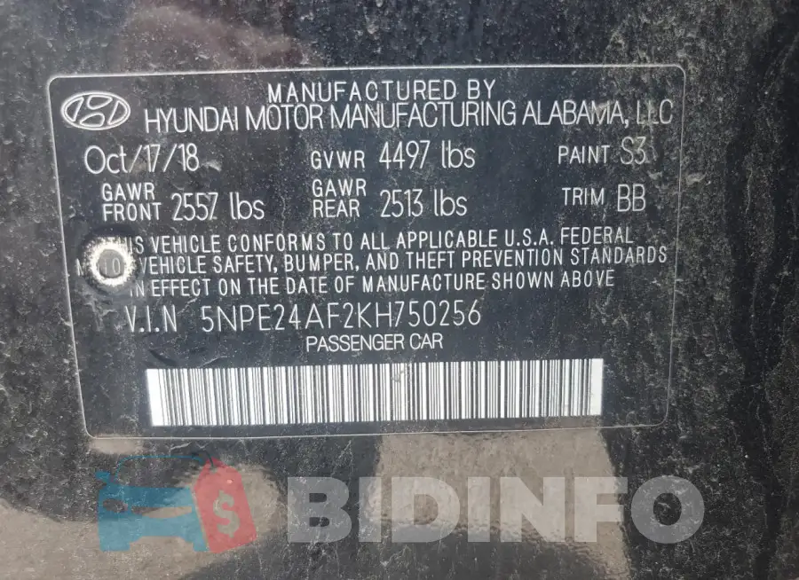 5NPE24AF2KH750256 Photo# 12