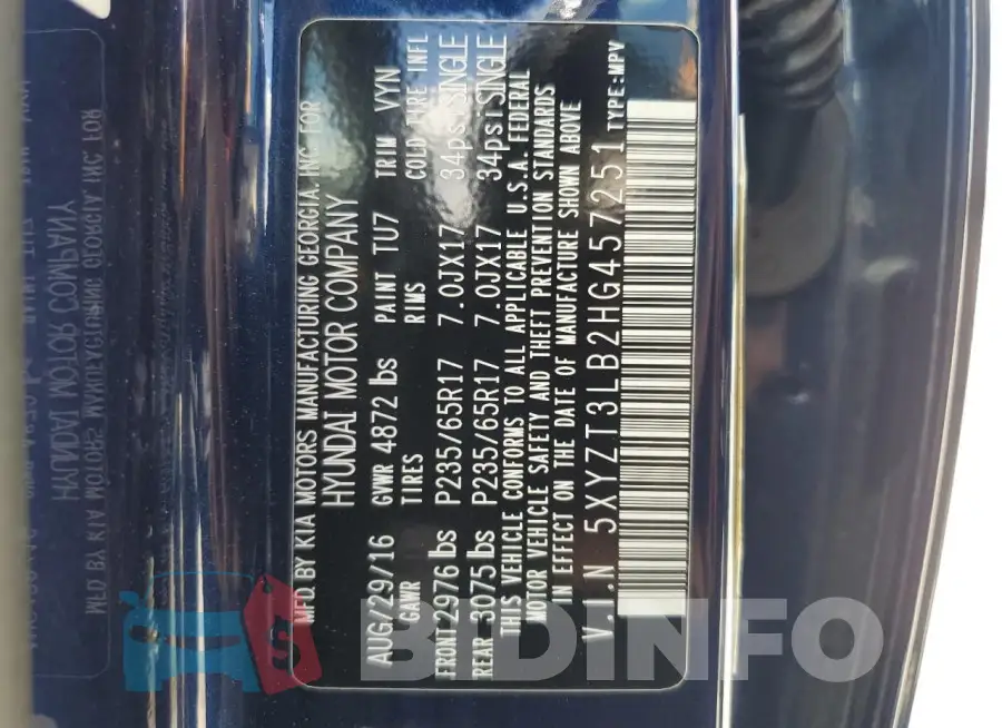 5XYZT3LB2HG457251 Photo# 13