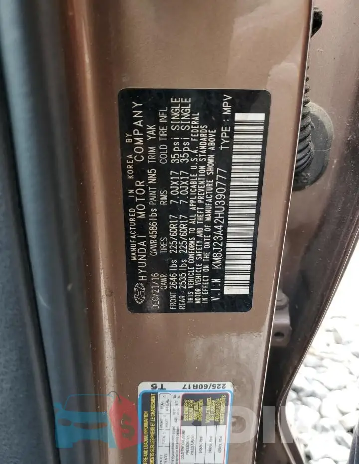 KM8J23A42HU390777 Photo# 13