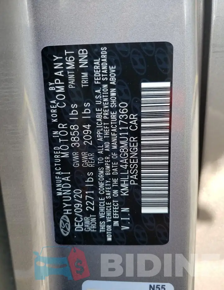 KMHLL4AG8MU117360 Photo# 12