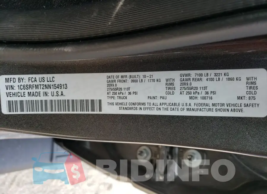 1C6SRFMT2NN154913 Photo# 13