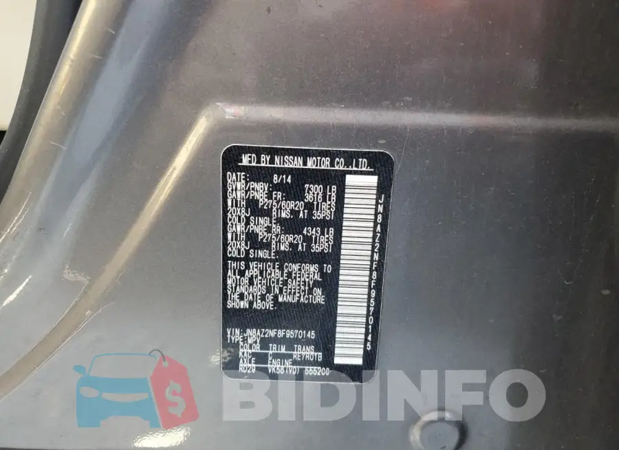 JN8AZ2NF8F9570145 Photo# 13