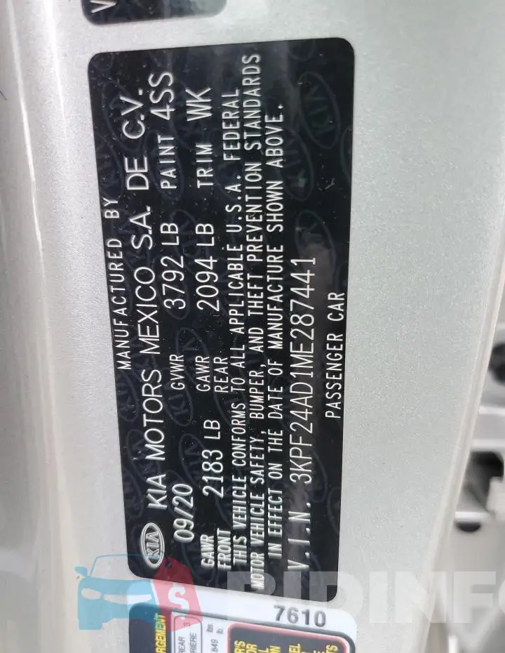 3KPF24AD1ME287441 Photo# 13