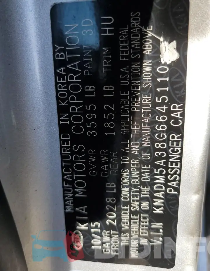 KNADM5A38G6645110 Photo# 12