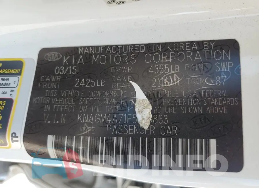 KNAGM4A71F5629863 Photo# 12