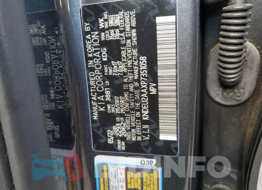 KNDEU2AAXP7351058 Photo# 13