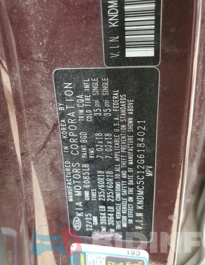 KNDMC5C12G6184021 Photo# 13