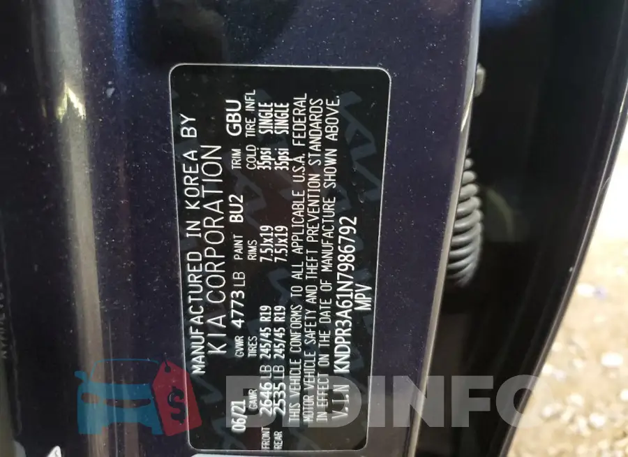 KNDPR3A61N7986792 Photo# 13