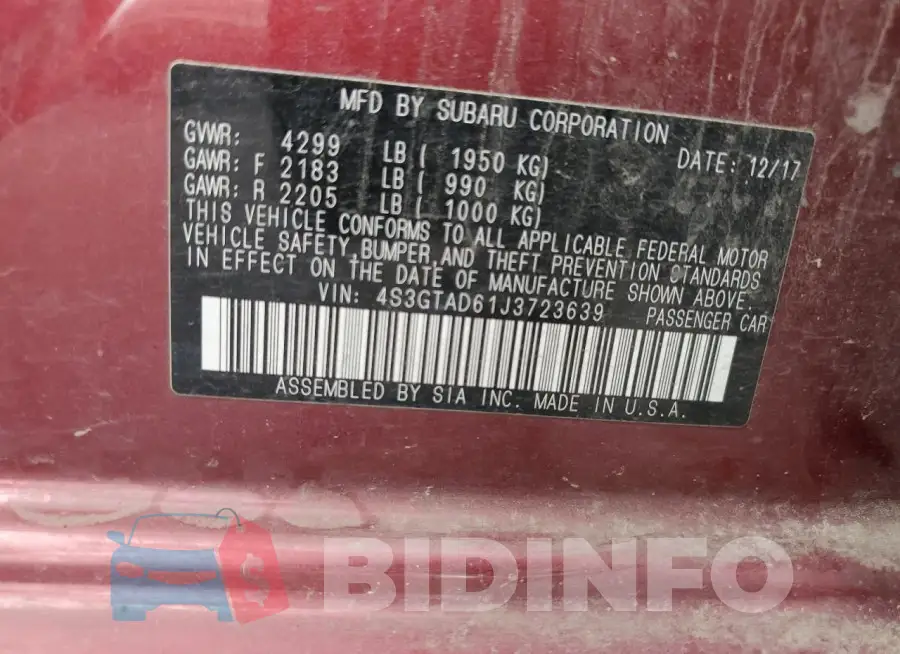 4S3GTAD61J3723639 Photo# 12