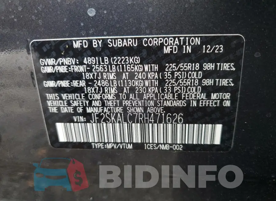 JF2SKALC7RH471626 Photo# 13