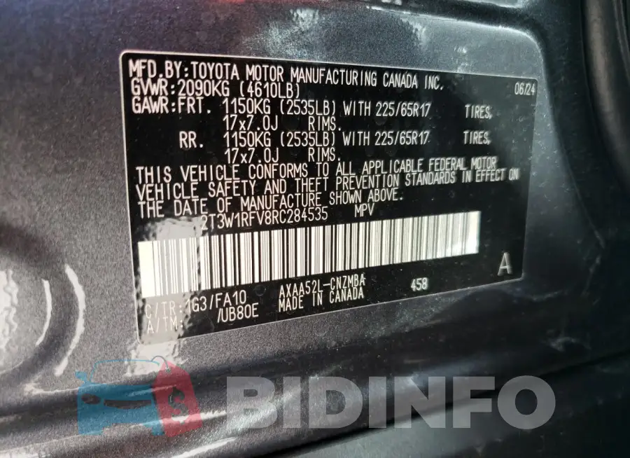 2T3W1RFV8RC284535 Photo# 13