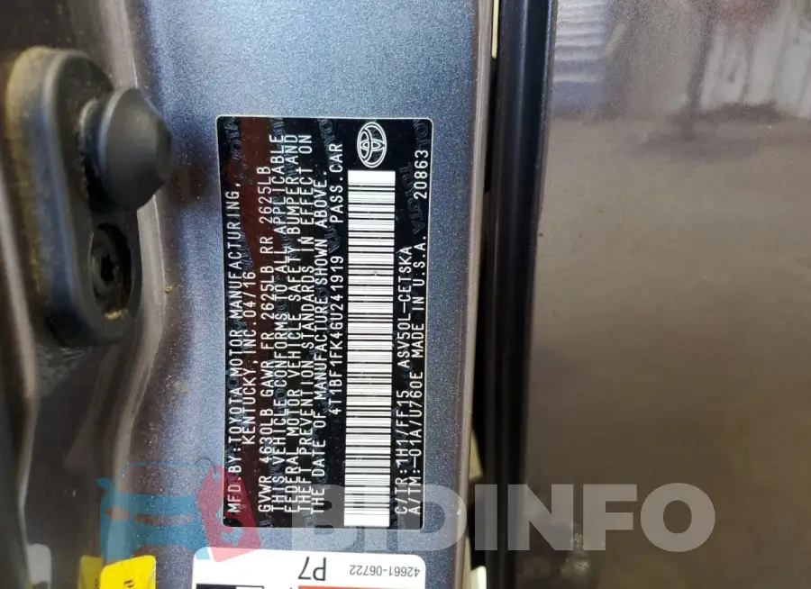 4T1BF1FK4GU241919 Photo# 12