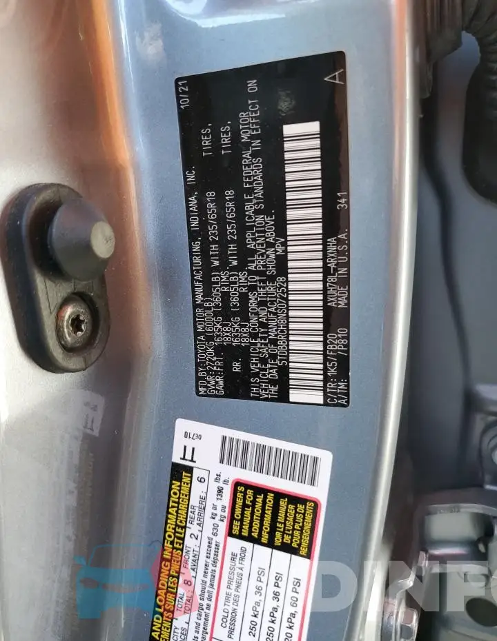 5TDBBRCH8NS072528 Photo# 13