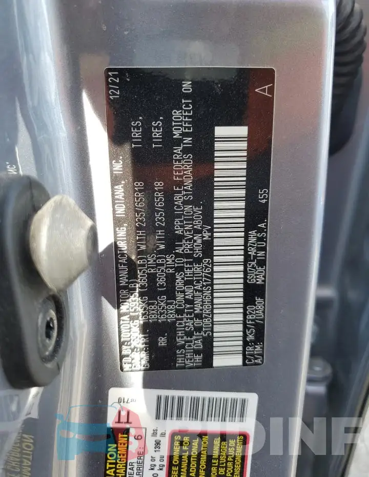 5TDBZRBH6NS177629 Photo# 13