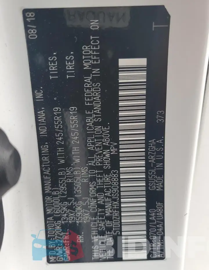 5TDDZRFHXJS908883 Photo# 13