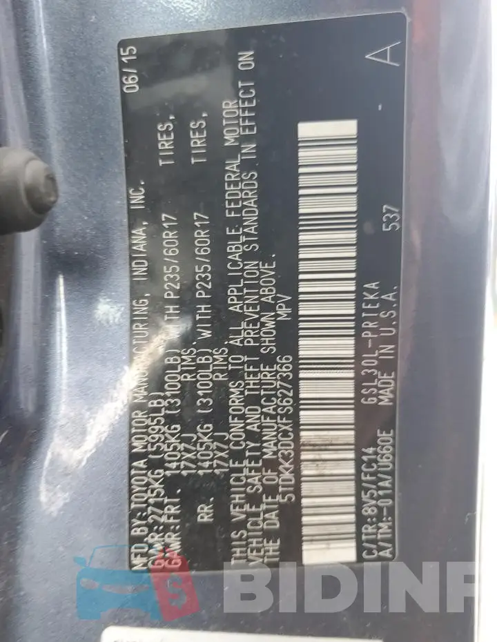 5TDKK3DCXFS627366 Photo# 14