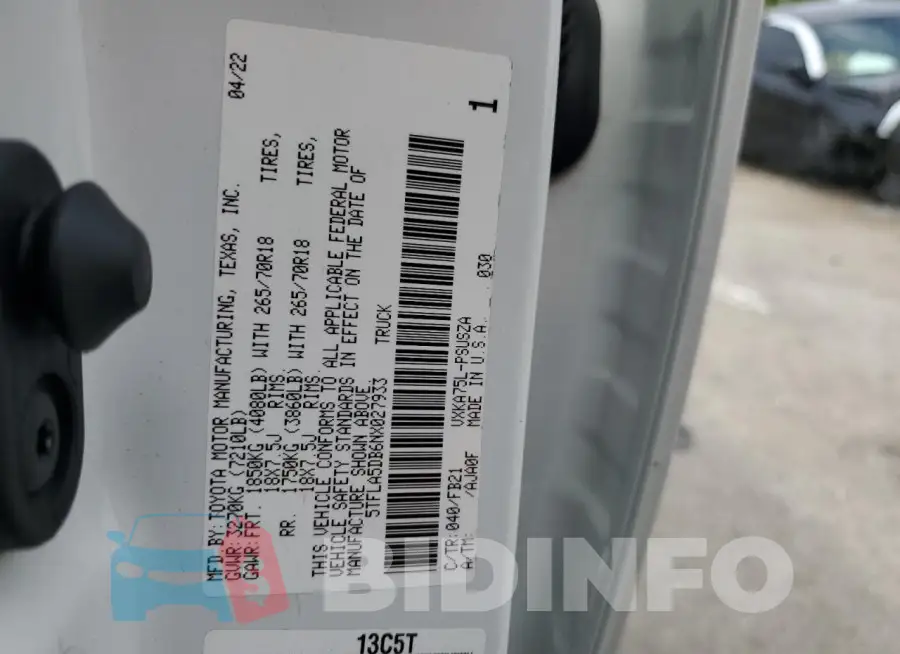 5TFLA5DB6NX027933 Photo# 12