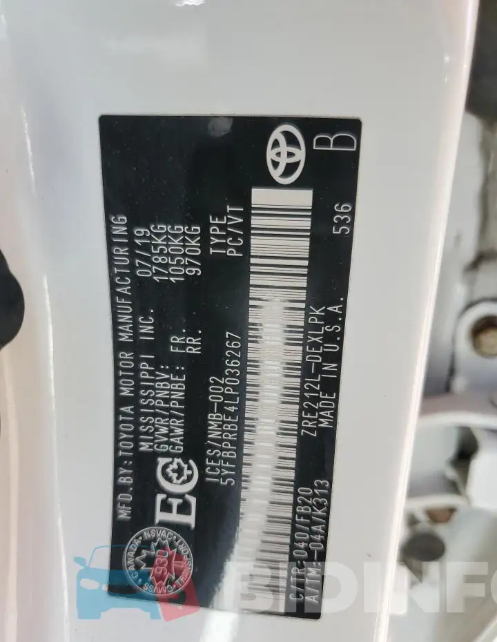 5YFBPRBE4LP036267 Photo# 13