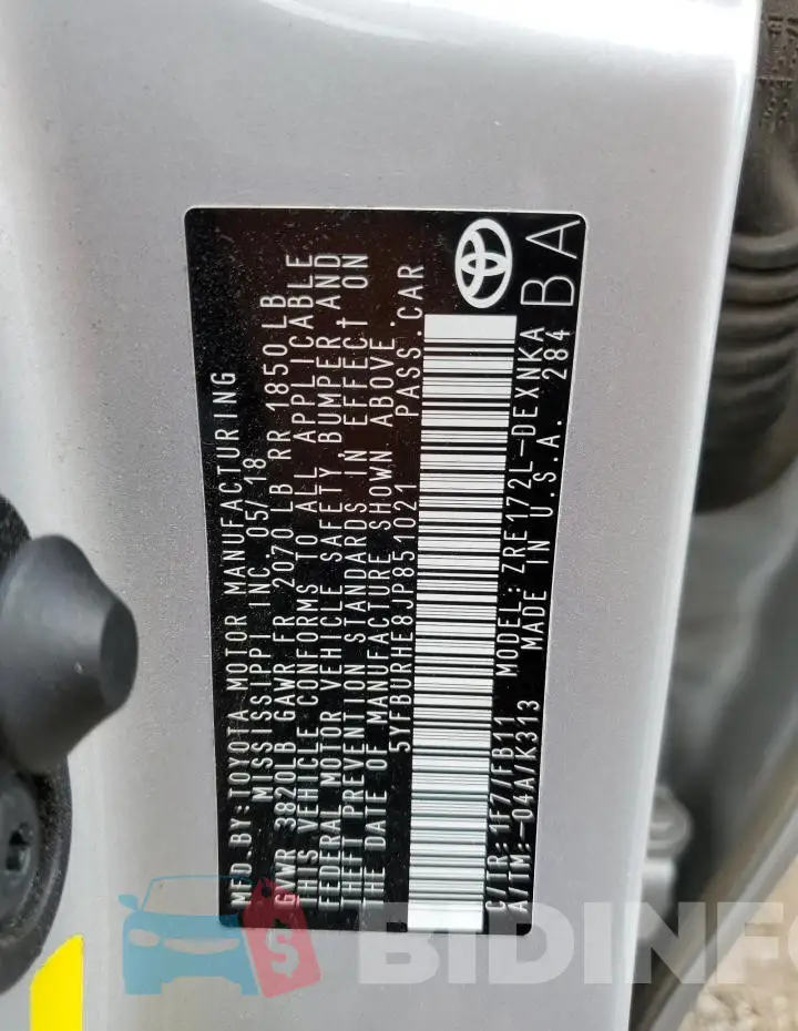 5YFBURHE8JP851021 Photo# 12