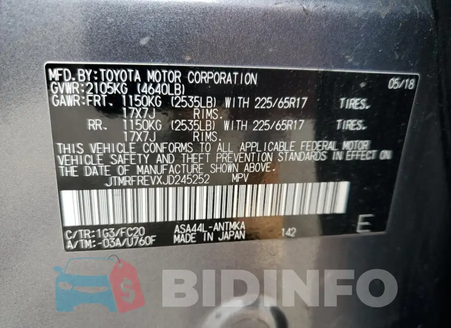JTMRFREVXJD245252 Photo# 13
