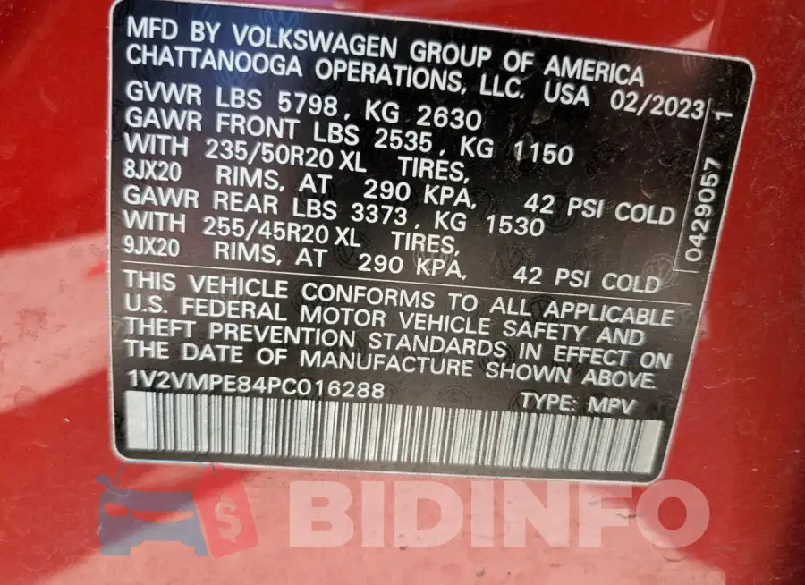 1V2VMPE84PC016288 Photo# 14