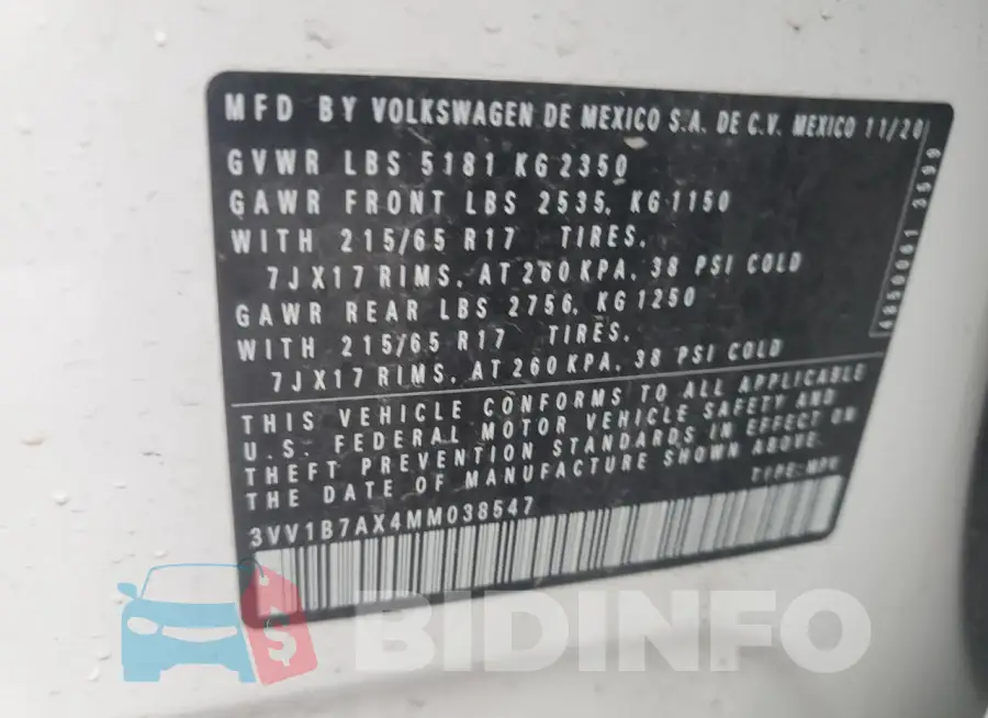 3VV1B7AX4MM038547 Photo# 13