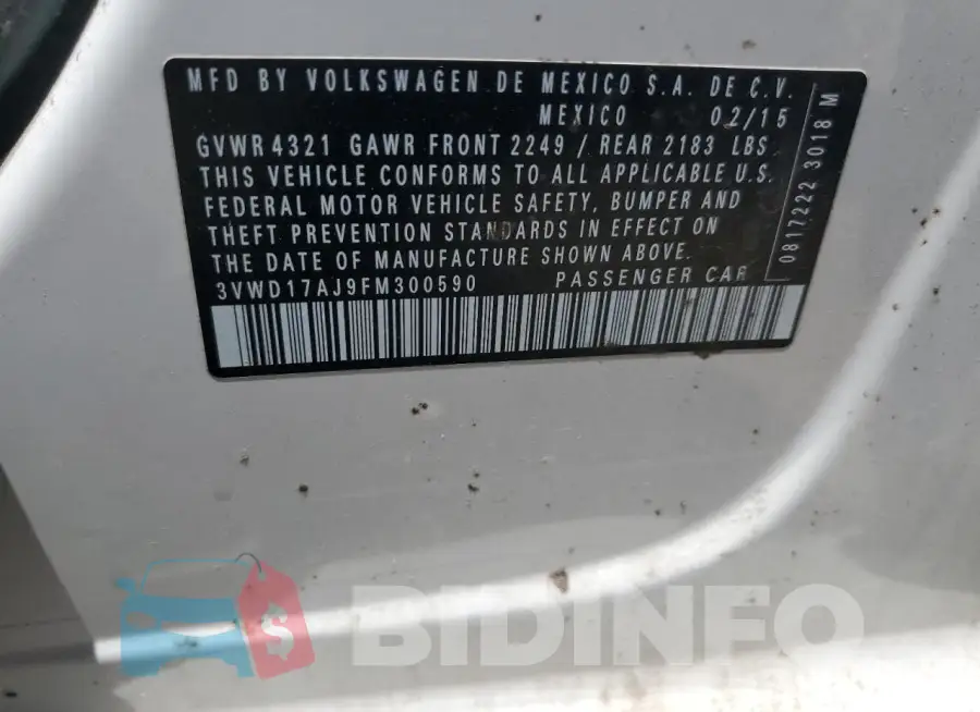 3VWD17AJ9FM300590 Photo# 13