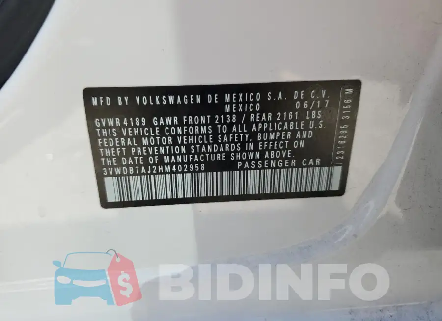 3VWDB7AJ2HM402958 Photo# 12