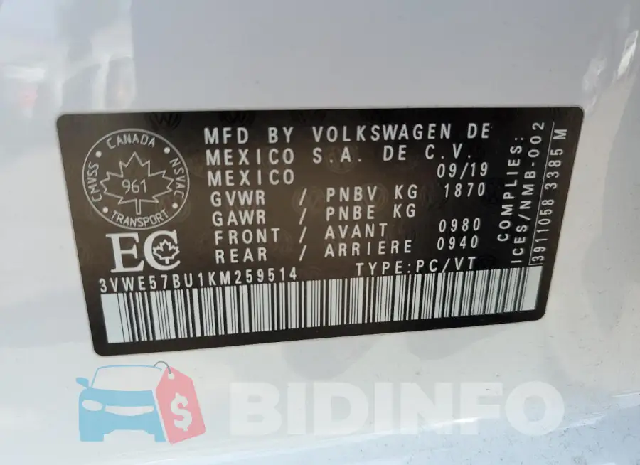 3VWE57BU1KM259514 Photo# 12