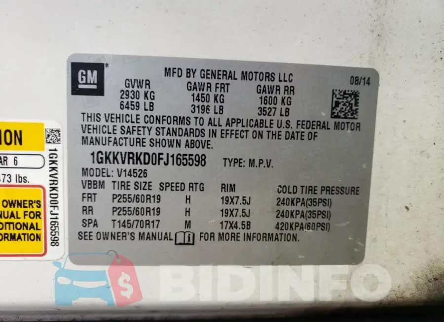 1GKKVRKD0FJ165598 Photo# 12