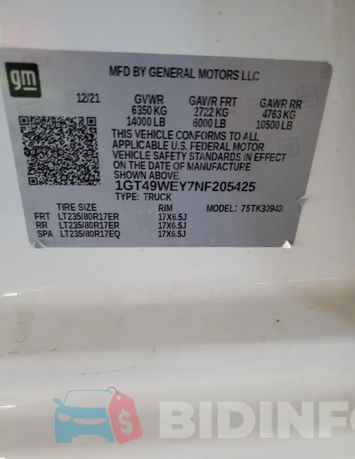 1GT49WEY7NF205425 Photo# 12