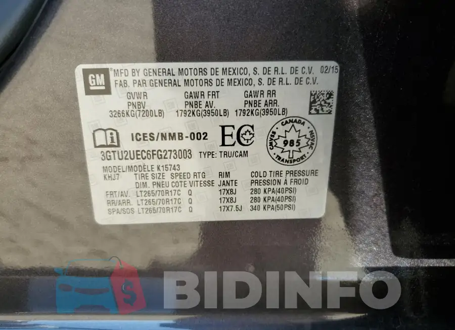 3GTU2UEC6FG273003 Photo# 12