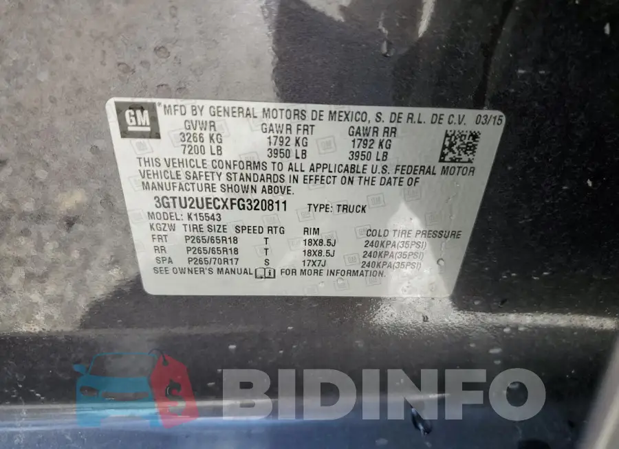 3GTU2UECXFG320811 Photo# 12