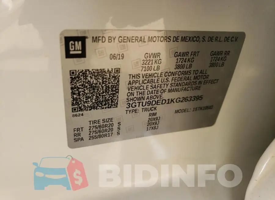 3GTU9DED1KG263395 Photo# 12