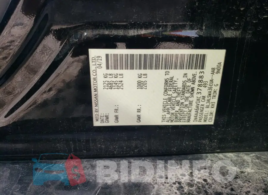 1N4AA6AV1KC378883 Photo# 12