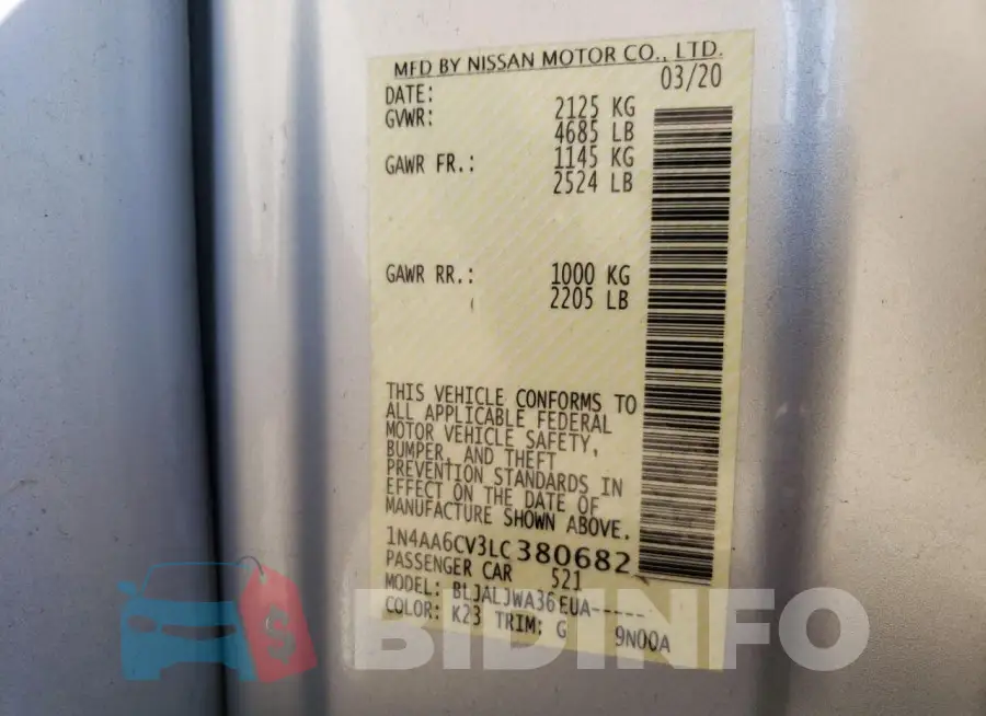 1N4AA6CV3LC380682 Photo# 13