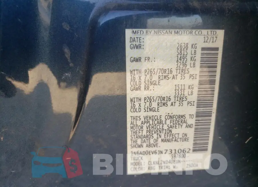 1N6AD0EV6JN731062 Photo# 13