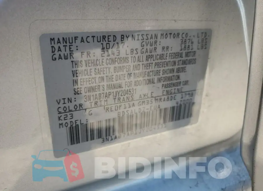 3N1AB7AP1JY204531 Photo# 12