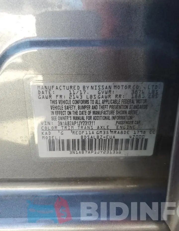 3N1AB7AP1JY231311 Photo# 12