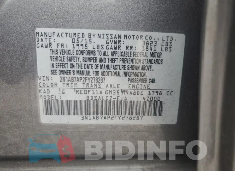 3N1AB7AP2FY278287 Photo# 12