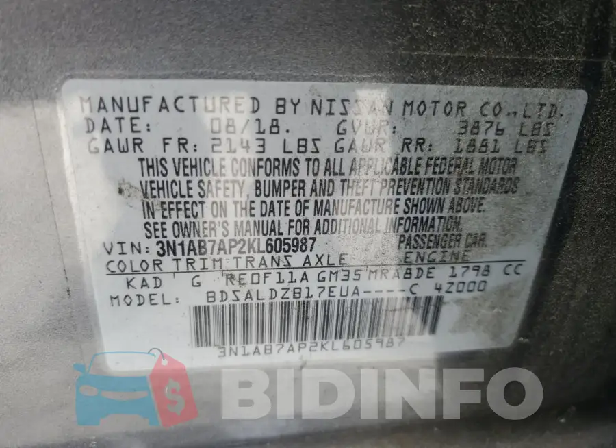 3N1AB7AP2KL605987 Photo# 12