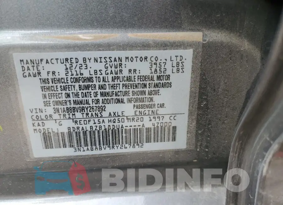 3N1AB8BV9RY267892 Photo# 12