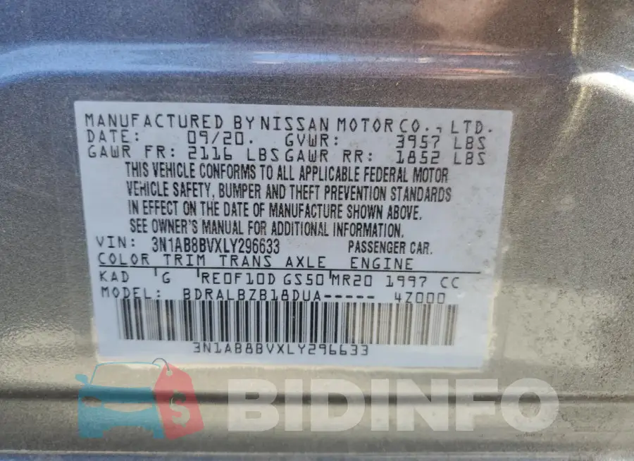 3N1AB8BVXLY296633 Photo# 12