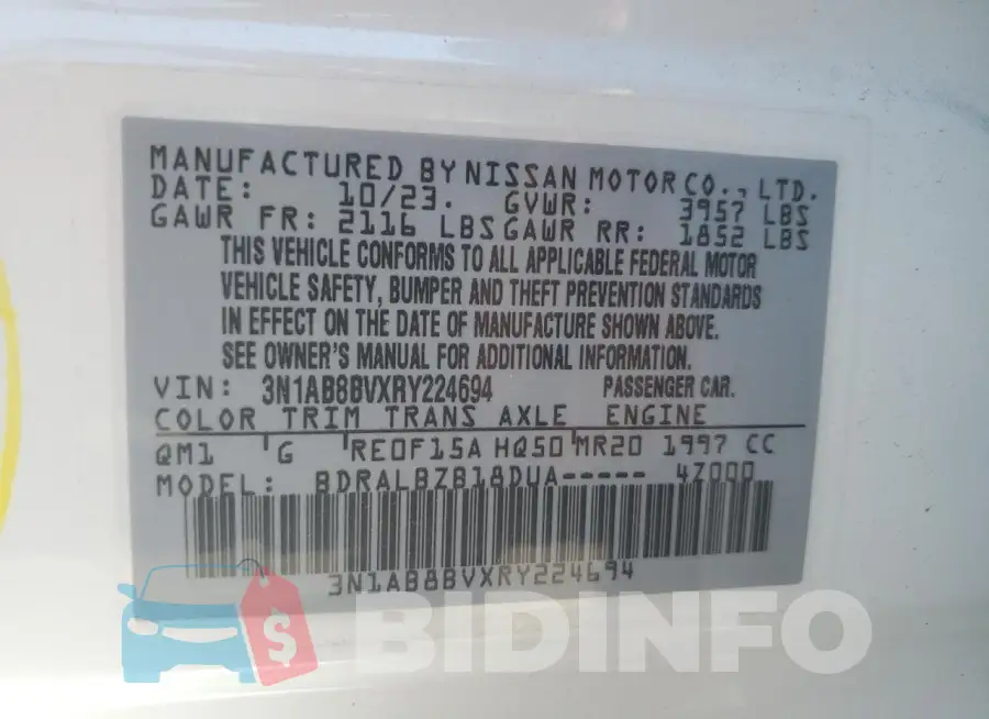 3N1AB8BVXRY224694 Photo# 12