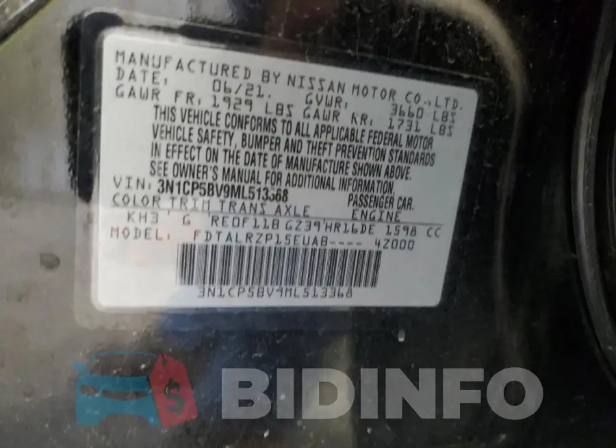 3N1CP5BV9ML513368 Photo# 13