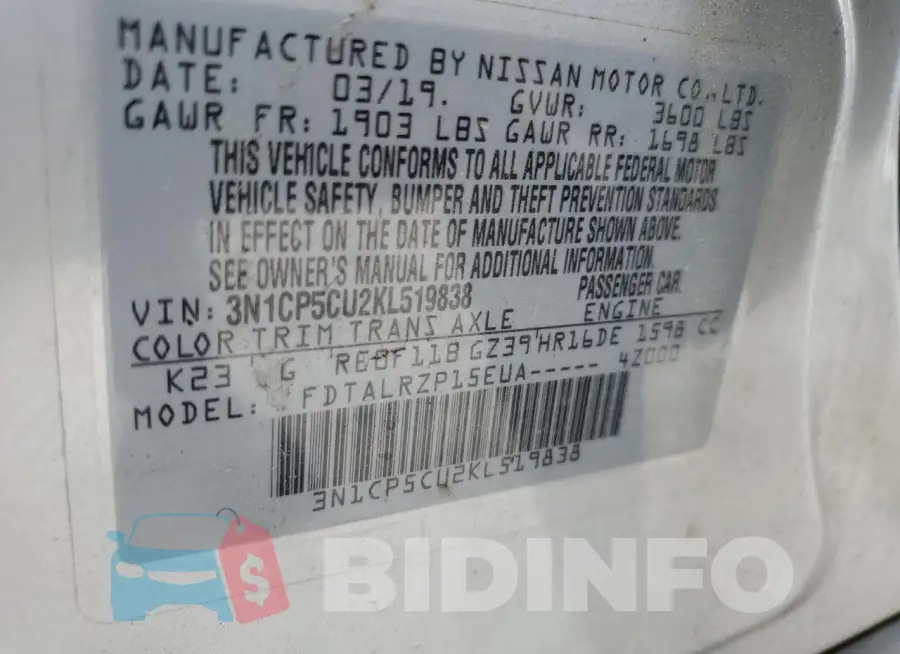 3N1CP5CU2KL519838 Photo# 12