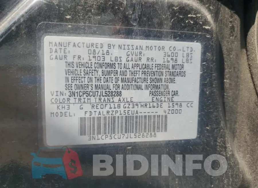 3N1CP5CU7JL528288 Photo# 13